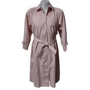 London Fog Trench Coat 12 Pet Vintage Mauve Pink Belted Made in USA Norm Core